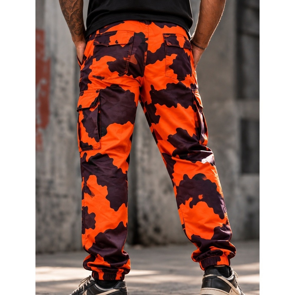 10 Deep Mens Orange Purple Camo Cargo Jogger Pants Size 38 Streetwear Utility